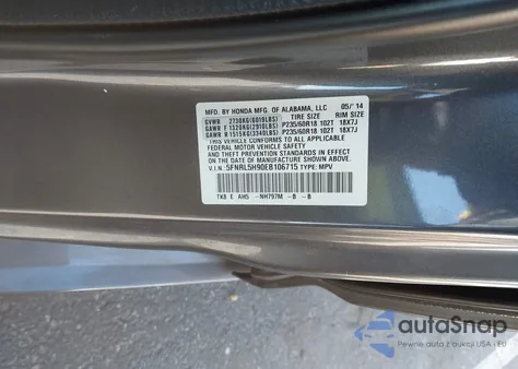 2014 Honda Odyssey Touring/Touring Elite z USA, uszkodzony, nr VIN 5FNRL5H90EB106715